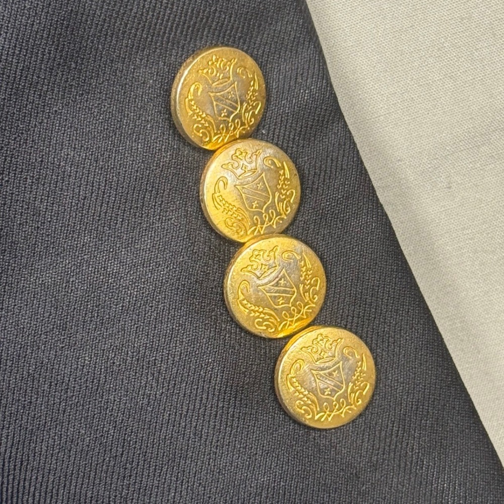 Jos A Bank Signature Collection Navy Blue 100% Wool Blazer Gold Buttons 54 Reg - Picture 3 of 11